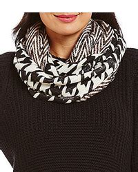 Michael Kors Houndstooth/Twill/Raschel Infinity Scarf